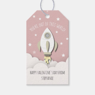 Étiquettes-cadeau Sortie de ce monde classe rose de l'espace Valenti