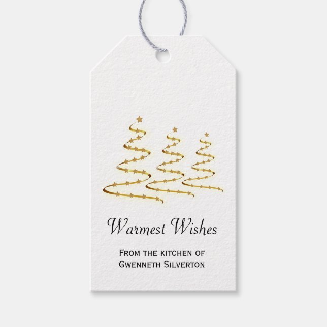 Étiquettes-cadeau Souhaits les plus chauds Artsy Gold Stylisé Arbres (Devant)