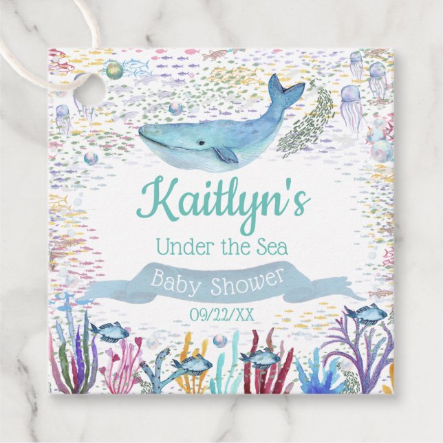 Étiquettes Cadeau Sous la mer | Baby shower à thème océanique (Devant)
