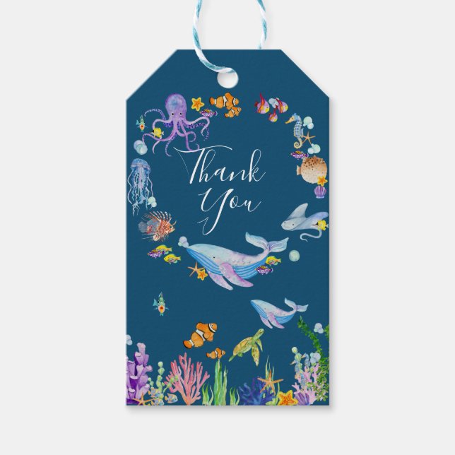 Étiquettes-cadeau Sous la mer merci (Devant)