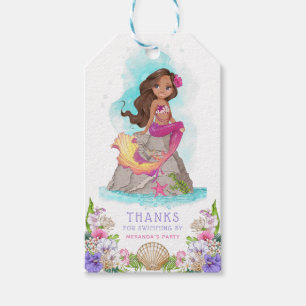 Étiquettes-cadeau Sous la sirène rose et pourpre de la mer (peau Dk)