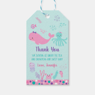 Étiquettes-cadeau Sous l'Baby shower marin violet