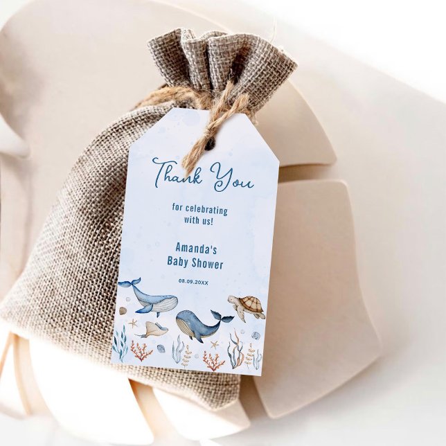 Étiquettes-cadeau Sous le Merci du Baby shower marin (Créateur téléchargé)