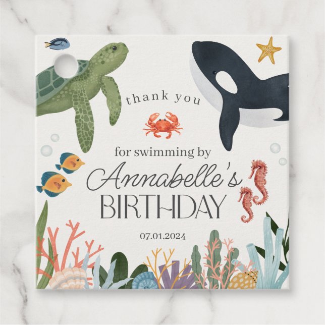 Étiquettes Cadeau Sous l'océan Mer Fête d'anniversaire Favors (Devant)