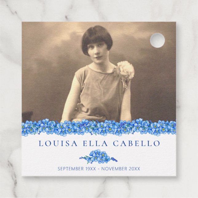 Étiquettes Cadeau Souvenir funéraire cadeau bleu oublier-moi pas gra (Dos)