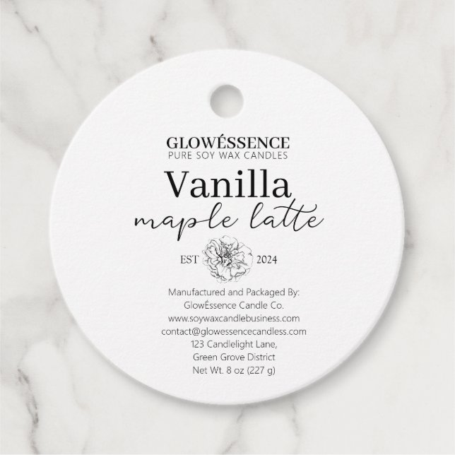 Étiquettes Cadeau Soy Candle Label Flower (Devant)