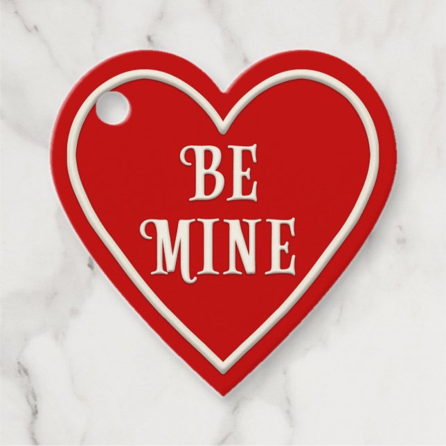 Étiquettes Cadeau "Soyez à moi" Coeur Rouge Personnalisé Saint Valen (Devant)