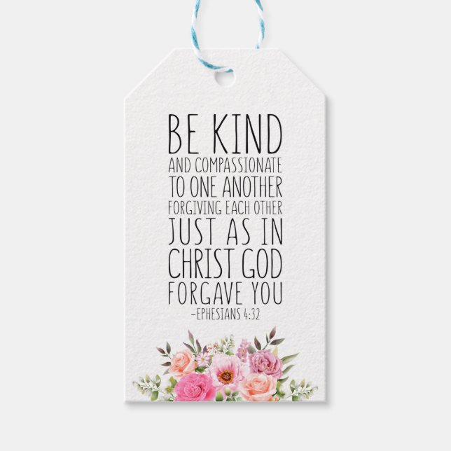 Étiquettes-cadeau Soyez Gentils Et Compassionnés, Éphésiens 4:32 (Devant)