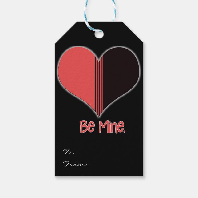 Étiquettes-cadeau Soyez mien Duo-Tone Rouge Noir Coeur Blanc (Devant)