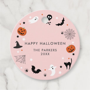 Étiquettes Cadeau Soyons éffrayants de la fête d'Halloween rose