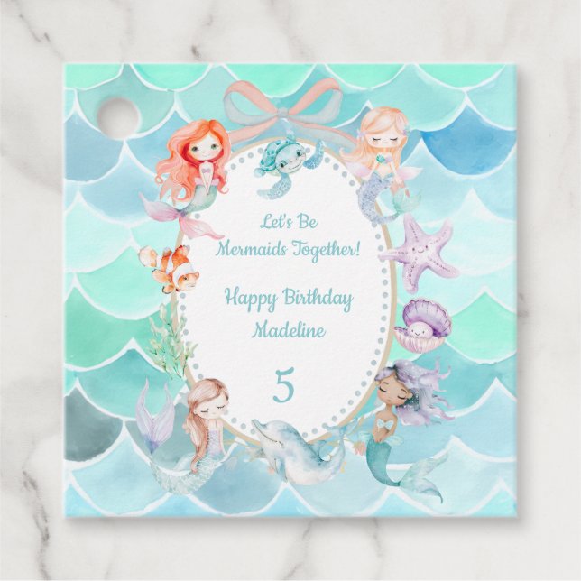 Étiquettes Cadeau Soyons sirènes ensemble Fête de la sirène Annivers (Devant)