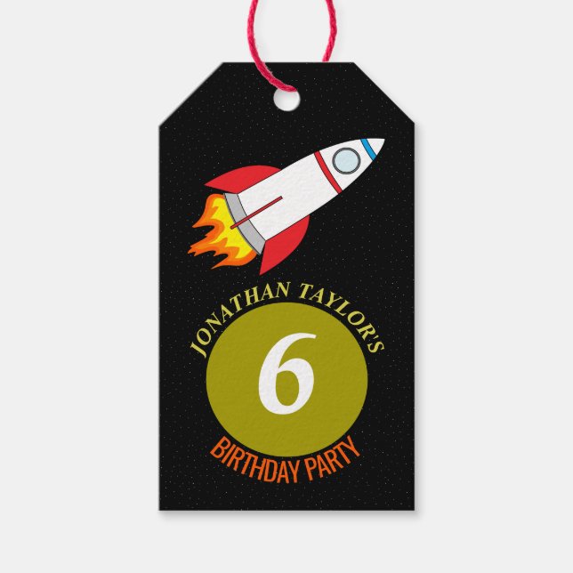 Étiquettes-cadeau Space Rocket to the Moon Children's Birthday (Devant)