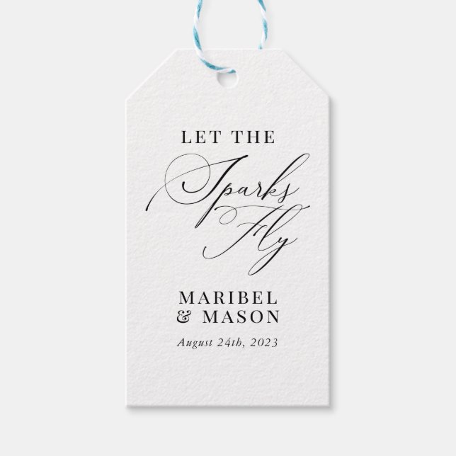 Étiquettes-cadeau Sparkler Envoyer Hors Mariage Élégant moderne (Devant)