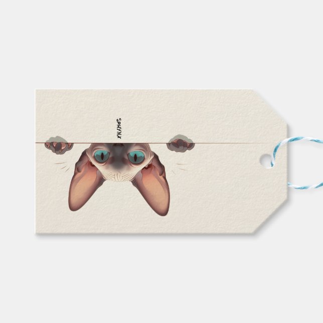 Étiquettes-cadeau Sphynx de race de chat (Devant (Horizontal))