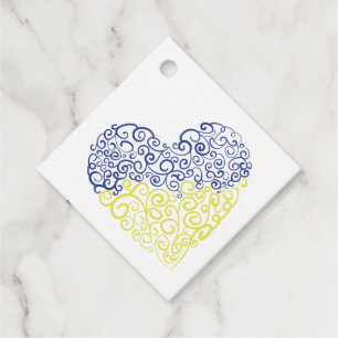 Étiquettes Cadeau Spiral tourbillons mehandi coeur drapeau ukrainien