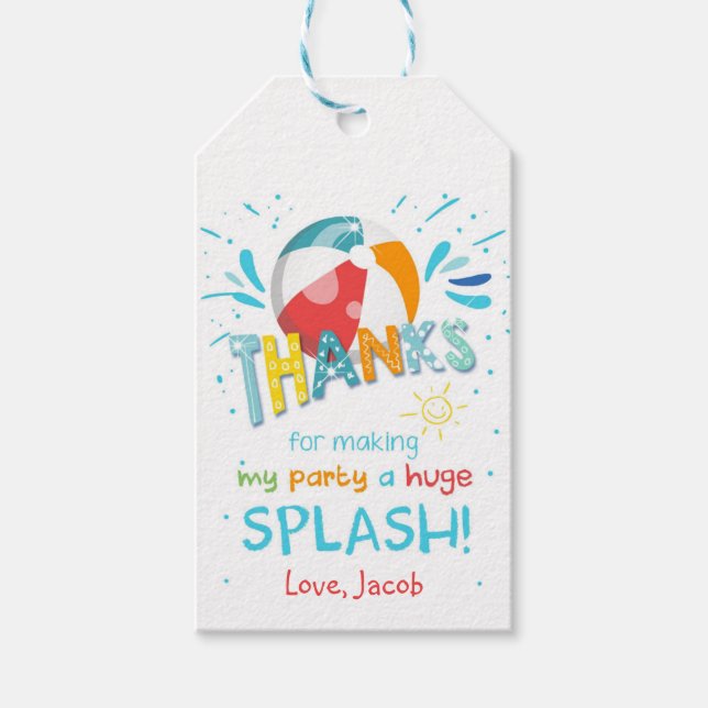 Étiquettes-cadeau Splish Pool Party Bash Merci (Devant)