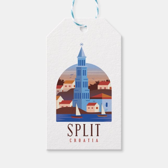 Étiquettes-cadeau Split Croatie Dalmatie Vintage (Devant)