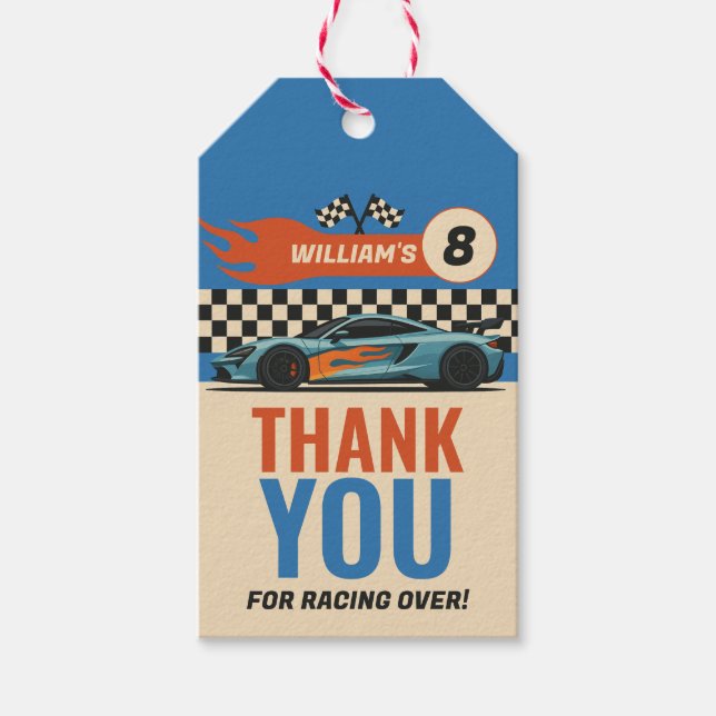 Étiquettes-cadeau Sport Voiture Anniversaire Merci (Devant)