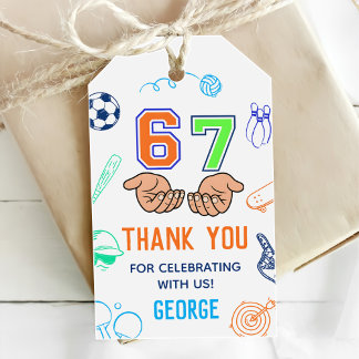 Étiquettes-cadeau Sports 6 7 Meme Trend Six Seven Birthday Party
