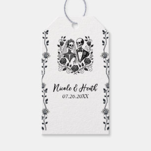 Étiquettes-cadeau Squelette blanc noir Rose Floral Mariage de la vig