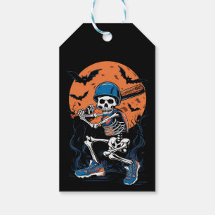 Étiquettes-cadeau Squelette de baseball Halloween Baseball Halloween