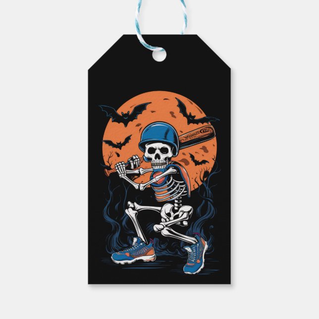 Étiquettes-cadeau Squelette de baseball Halloween Baseball Halloween (Dos)