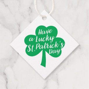 Étiquettes Cadeau St. Patrick's Day Cadeaux Tags, Vert Lucky Shamroc