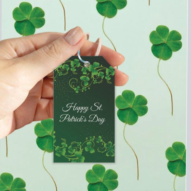 Étiquettes-cadeau St. Patrick's Day Green Vine Shamrock Irish Party (Créateur téléchargé)