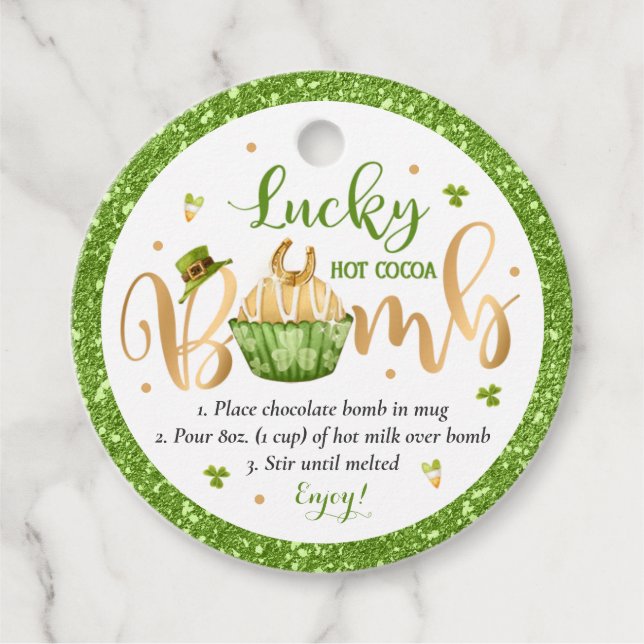 Étiquettes Cadeau St Patrick's Day Hot Chocolate Bombe Lucky Bomb (Devant)