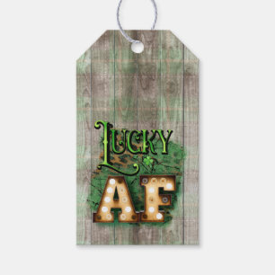 Étiquettes-cadeau St. Patrick's Day Lucky AF Irish Marquee Lights