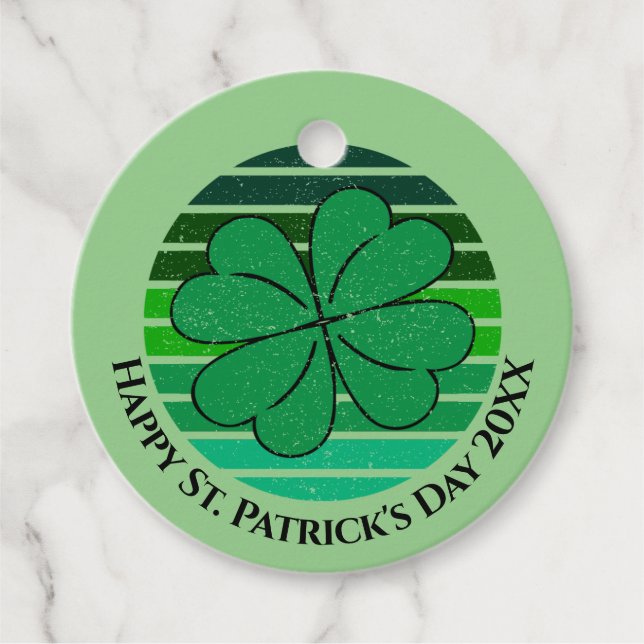 Étiquettes Cadeau St. Patrick's Day Name Irish 4 Leaf Clover Retro (Devant)