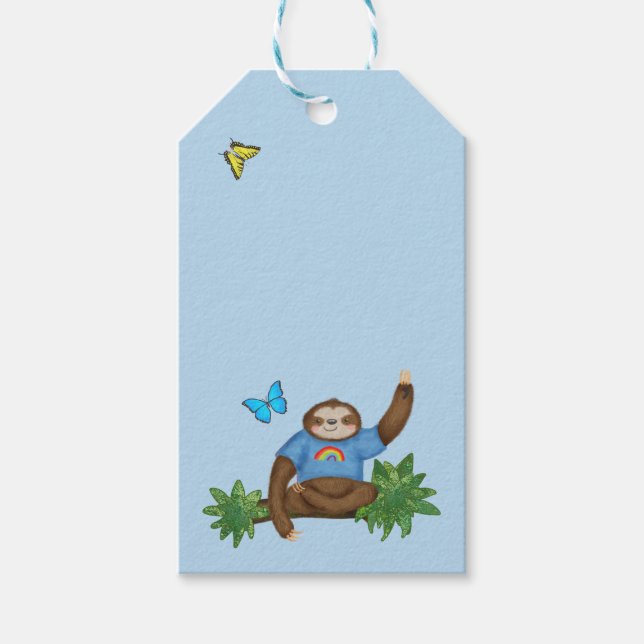 Étiquettes-cadeau Stanley Sloth & Friends Balise cadeau bleue (Devant)