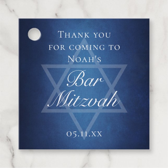 Étiquettes Cadeau Star bleue moderne de David Formal Bar Mitzvah Par (Devant)