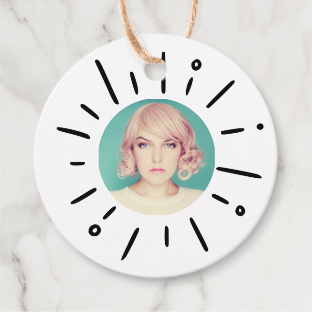 Étiquettes Cadeau STARBURST | Simple Round Fun Custom Photo (Devant)