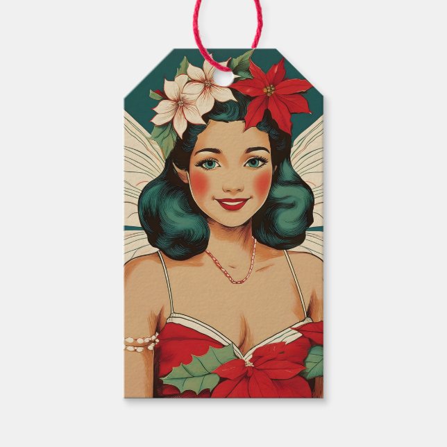 Étiquettes-cadeau Starlet Retro les années 50 Tropical Christmas Pin (Devant)