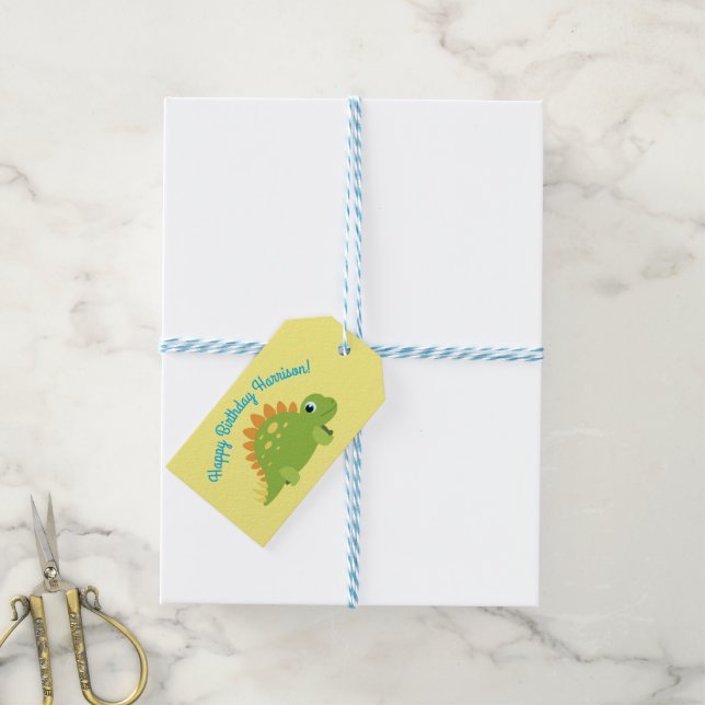 Étiquettes-cadeau Stegosaurus Dinosaur fête d'anniversaire (Avec de laficelle)