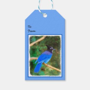 Étiquettes-cadeau Steller's Jay Painting - Art original pour oiseaux