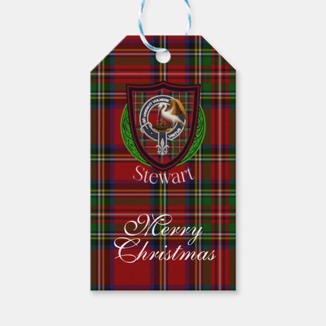Étiquettes-cadeau Stewart Scottish Clan Tartan & Crest (Devant)