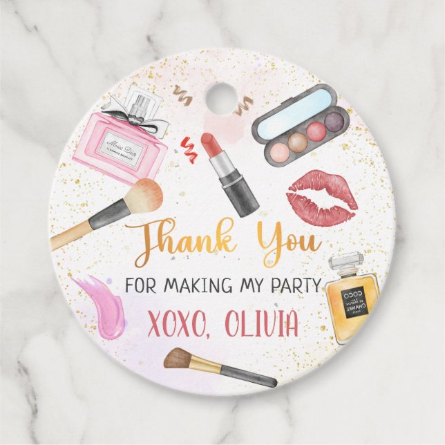 Étiquettes Cadeau Stick de maquillage spa Party (Devant)