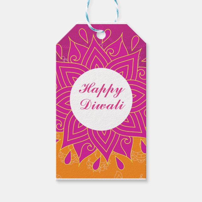 Étiquettes-cadeau Sticker Carré Elegant Happy Diwali (Devant)