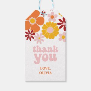 Étiquettes-cadeau Sticker en Merci floral rétro
