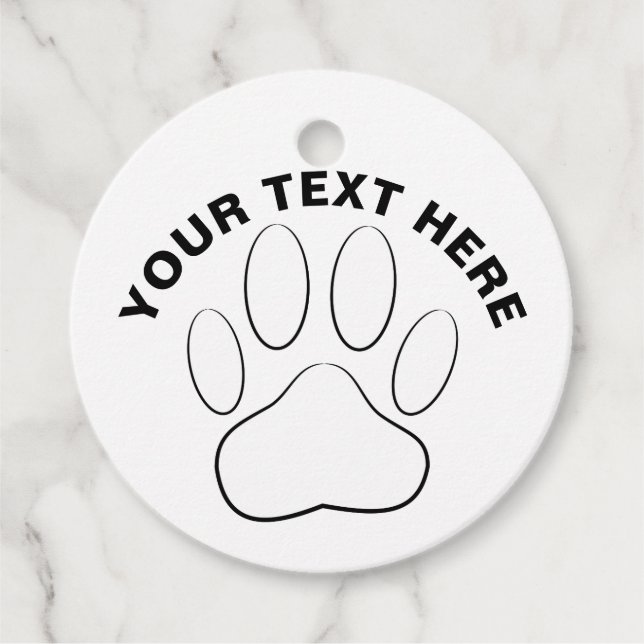 Étiquettes Cadeau Sticker rond classique Empreinte de patte blanc (Devant)