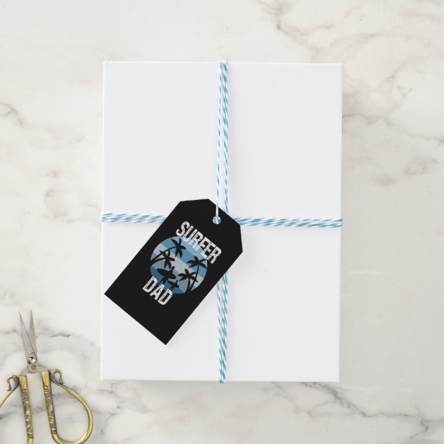 Étiquettes-cadeau Sticker Surfer Papa (Avec de laficelle)