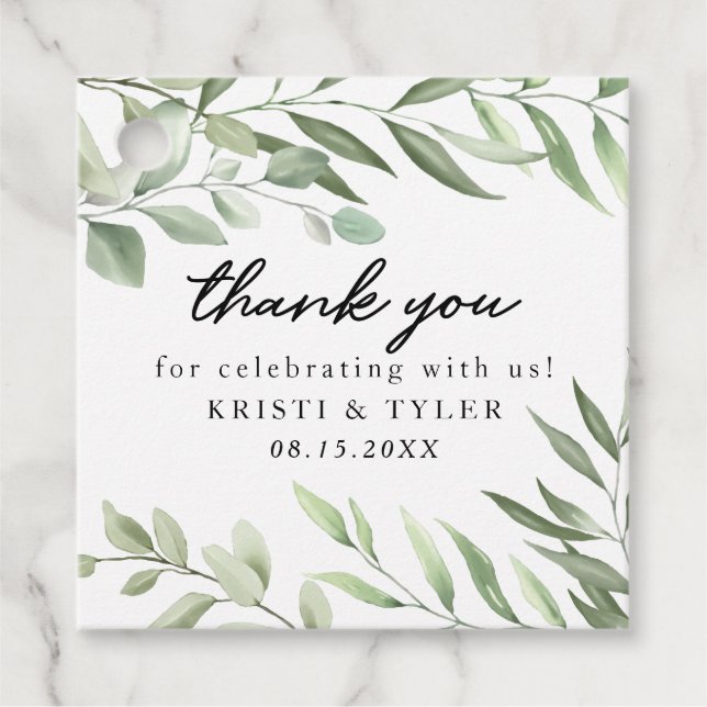 Étiquettes Cadeau Stickers Mariage Feuille de verdure simple (Devant)