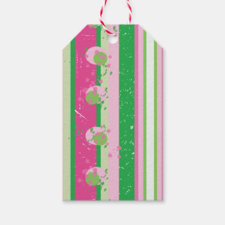 Étiquettes-cadeau Stripes et planètes Abstraites, Rose rose et vert