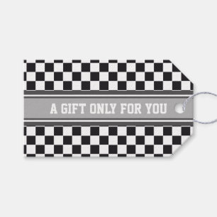 Étiquettes-cadeau STRIPES SPORTIVES - Blanc gris + votre texte