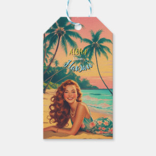 Étiquettes-cadeau Style Vintage Aloha de voyage hawaïen d'Hawaï