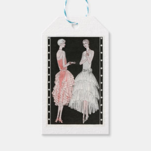 Étiquettes-cadeau Style vintage noir et blanc rose d'aileron