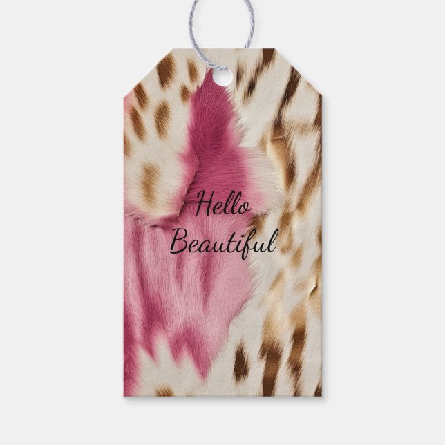 Étiquettes-cadeau Stylish Girly Rose White Gold Zebra (Devant)