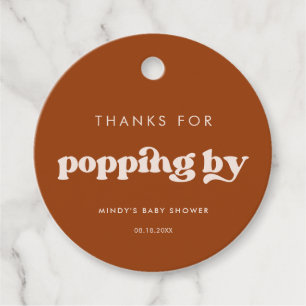 Étiquettes Cadeau Stylish rétro Burnt Orange Merci de popup by